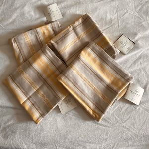 Two Pottery Barn Belmont Stripe Linen Cotton Pillow Covers 18x18 Maize